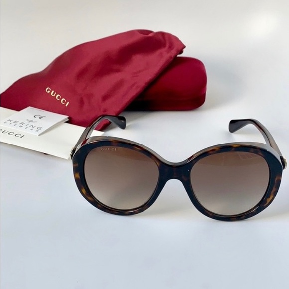 New - GUCCI WOMENS ROUND HAVANA HAVANA BROWN SUNGLASSES GG0368S-30006035-002 - Picture 2 of 10